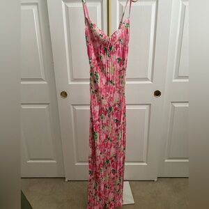 Pink and Green Pleated Top - Size M